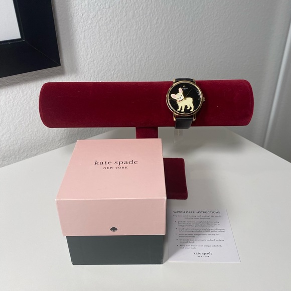 NIB Kate Spade French Bulldog Metro Leather Watch - Picture 7 of 12